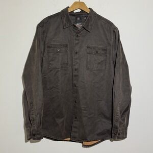 Mountain and Isles Men's Shirt Jacket‎ Brown L Faux Leather Lined Waxed Hunting